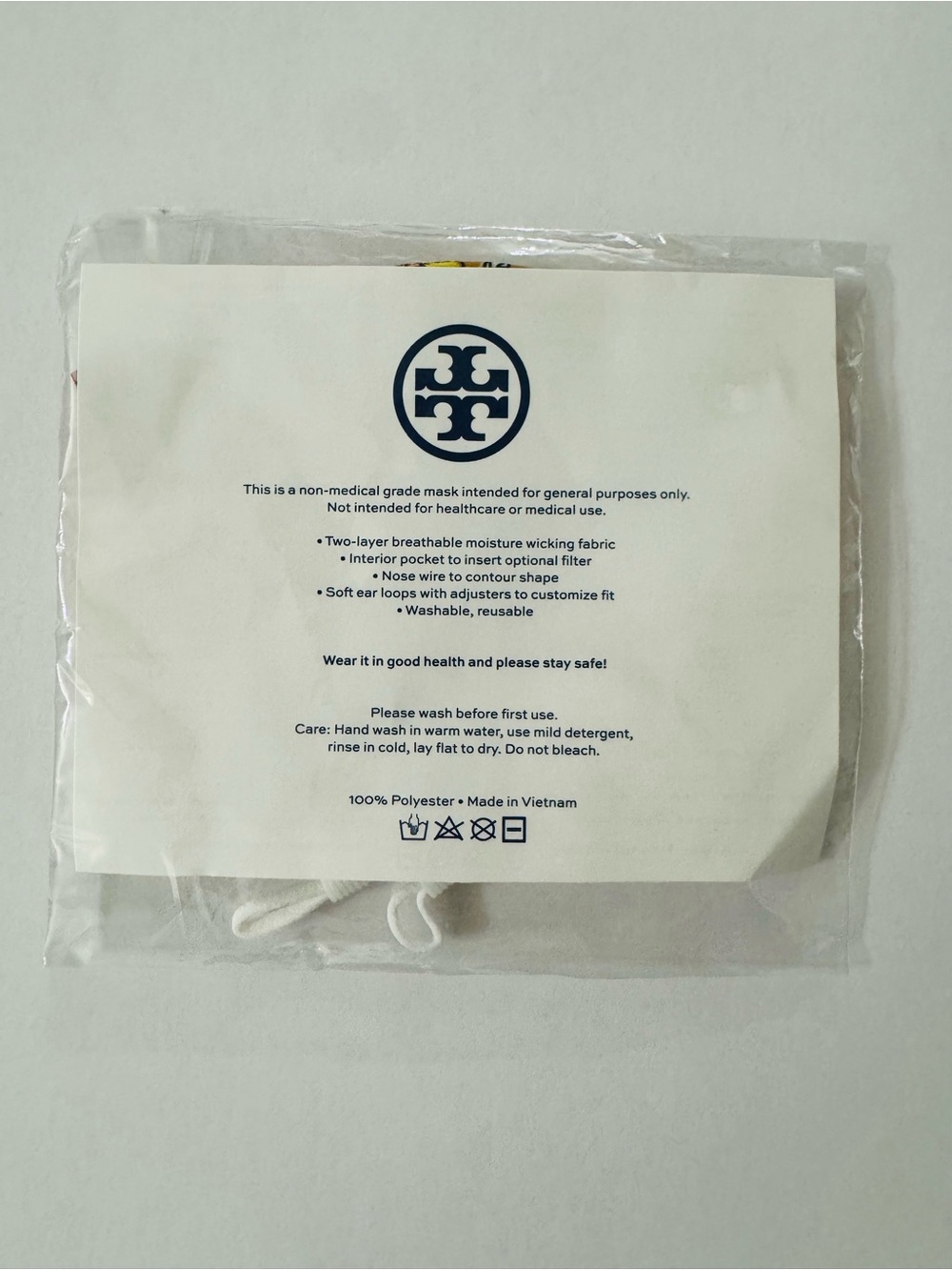New Tory Burch Floral Face Mask with Adjustable Ear Loops - Picture 3 of 3